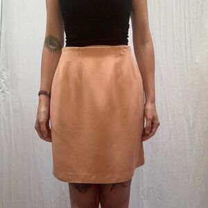 Peach Pink Silk and Wool Midi Skirt by Blue Ice VTG Y2K Blue Ice Small Coquetteb